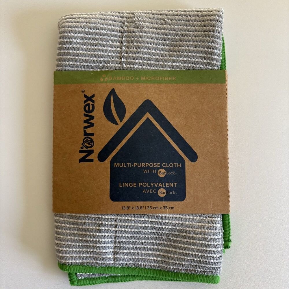 Norwex Bamboo Multi Purpose Cloth Set of 2 BacLock Microfiber NEW